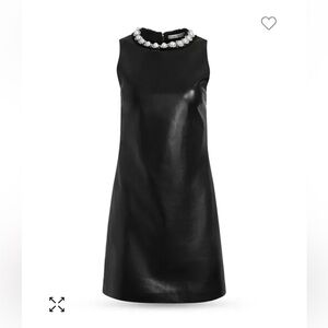 Alice and Olivia faux black leather holiday shift dress